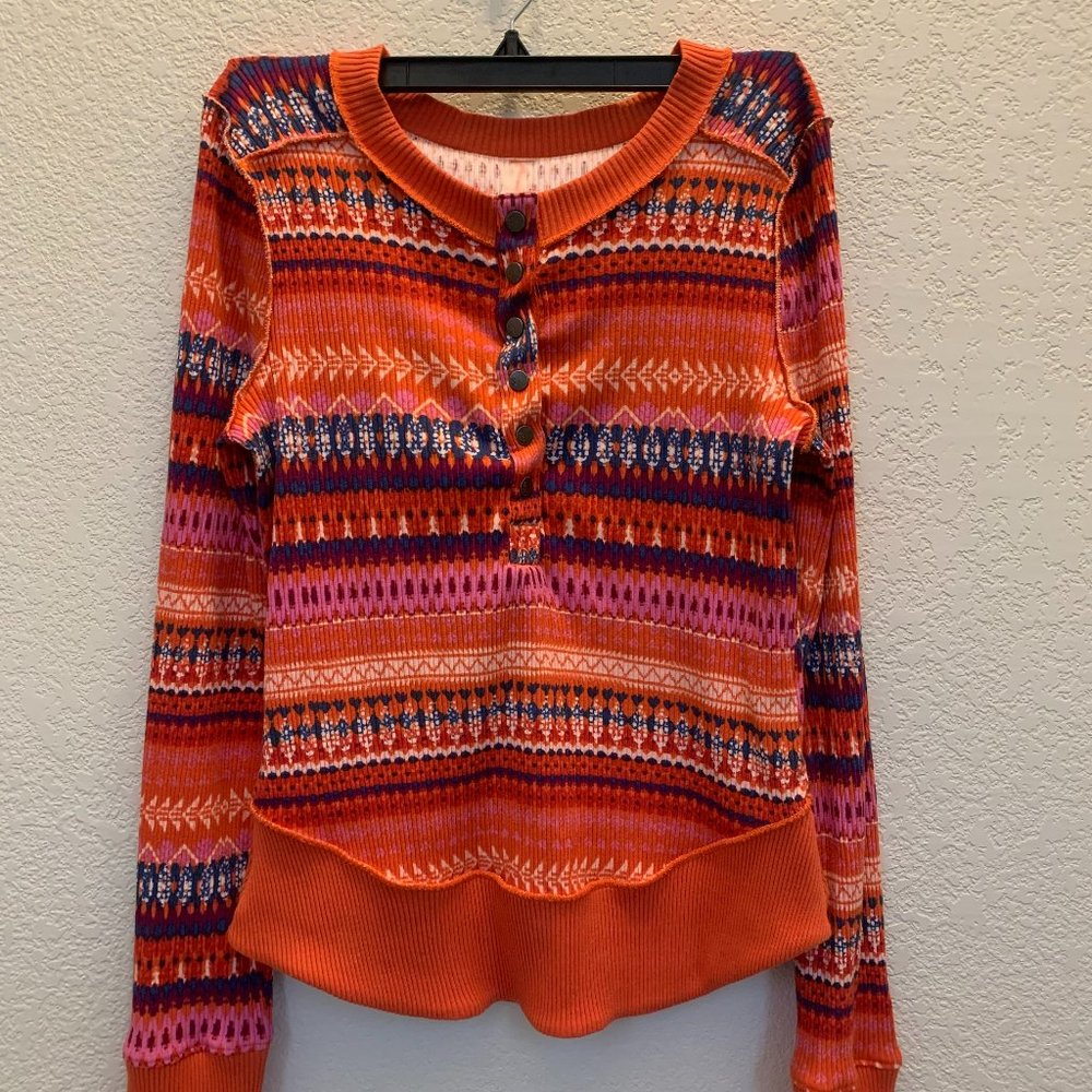 Free People Rally Rib Henley Top, Medium